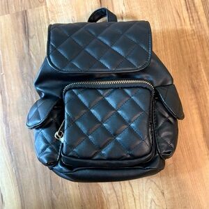 NWT, Claire’s Mini Black Backpack with Gold Hardware and Pearl Accents